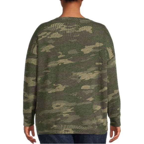 Women’s French Terry Comfy Camo Sweatshirt Top 2-Pack Size 0X (14W) - Picture 9 of 10